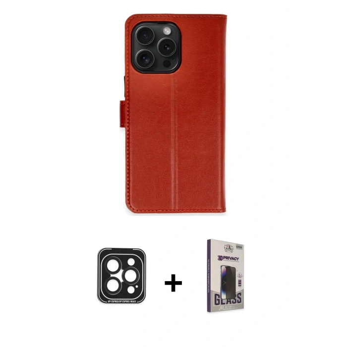 MARSİLYAN™- iPhone 15 Pro Max Kılıf Siluet Işık Serisi - Siyah Bilvis Hayalet Cam Ekran Koruyucu + PVD Metal Kamera Lens - SH