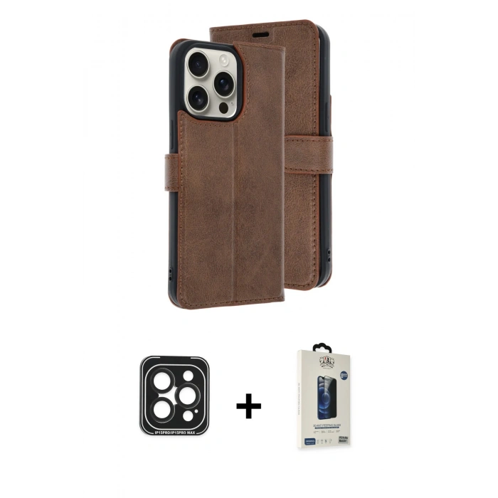 MARSİLYAN™- iPhone 15 Pro Max Kılıf Siluet Işık Serisi - Siyah Bilvis Hayalet Cam Ekran Koruyucu + PVD Metal Kamera Lens - SH