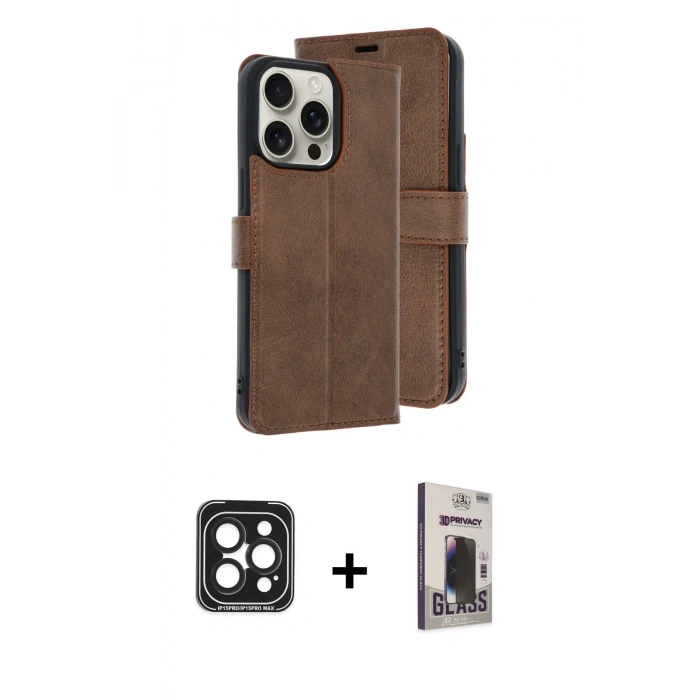 MARSİLYAN™- iPhone 15 Pro Max Kılıf Siluet Işık Serisi - Siyah Bilvis Hayalet Cam Ekran Koruyucu + PVD Metal Kamera Lens - SH