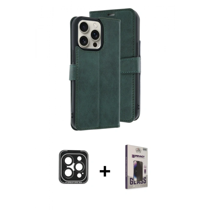 MARSİLYAN™- iPhone 15 Pro Max Kılıf Siluet Işık Serisi - Siyah Bilvis Hayalet Cam Ekran Koruyucu + PVD Metal Kamera Lens - SH