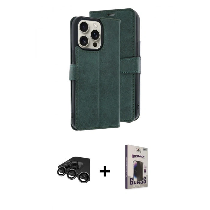 MARSİLYAN™- iPhone 15 Pro Max Kılıf Siluet Işık Serisi - Siyah Bilvis Hayalet Cam Ekran Koruyucu + Raze Metal Kamera Lens - TMGI