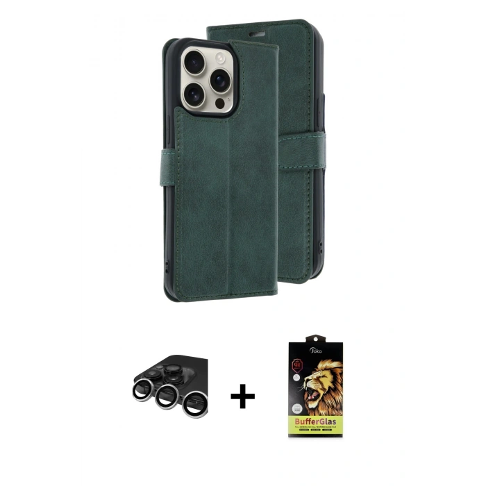 MARSİLYAN™- iPhone 15 Pro Max Kılıf Siluet Işık Serisi - Siyah Buffer Cam Ekran Koruyucu + Raze Metal Kamera Lens - GS