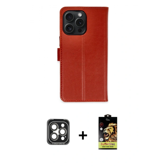 MARSİLYAN™- iPhone 15 Pro Max Kılıf Siluet Işık Serisi - Siyah Buffer Cam Ekran Koruyucu + PVD Metal Kamera Lens - GI