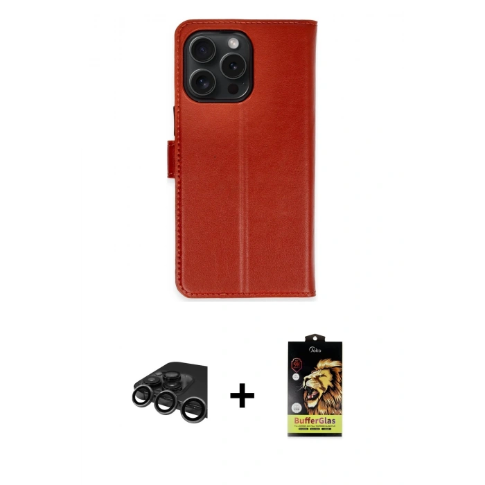 MARSİLYAN™- iPhone 15 Pro Max Kılıf Siluet Işık Serisi - Siyah Buffer Cam Ekran Koruyucu + Raze Metal Kamera Lens - TMGI