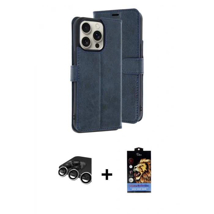 MARSİLYAN™- iPhone 15 Pro Max Kılıf Siluet Işık Serisi - Siyah Buffer Hayalet Cam Ekran Koruyucu + Raze Metal Kamera Lens - GS