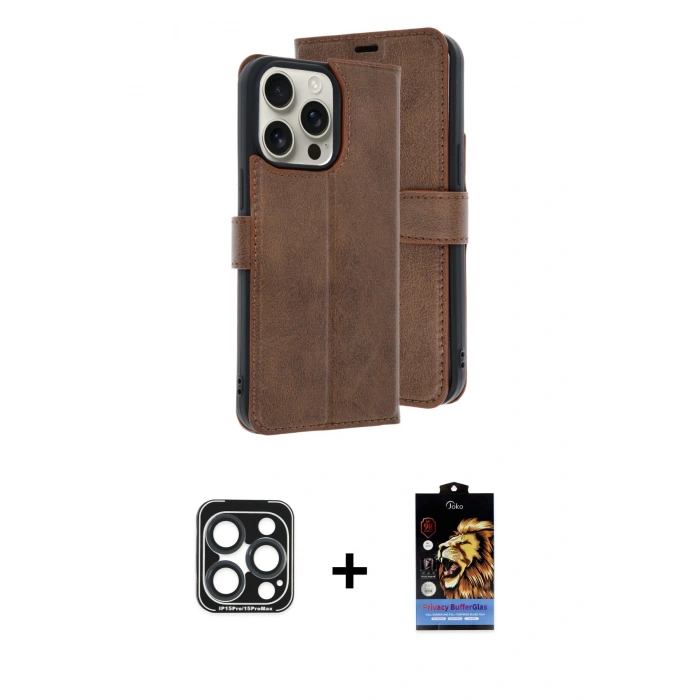 MARSİLYAN™- iPhone 15 Pro Max Kılıf Siluet Işık Serisi - Siyah Buffer Hayalet Cam Ekran Koruyucu + PVD Metal Kamera Lens - LT