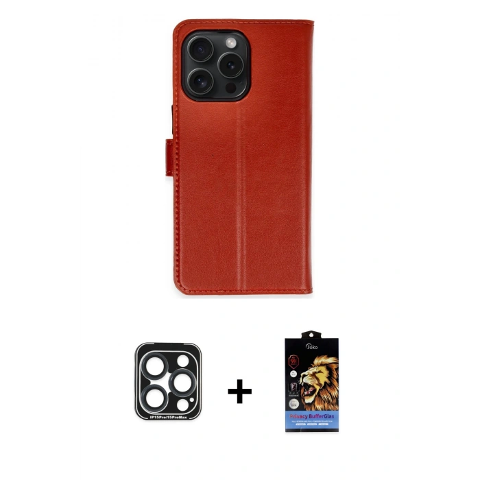 MARSİLYAN™- iPhone 15 Pro Max Kılıf Siluet Işık Serisi - Siyah Buffer Hayalet Cam Ekran Koruyucu + PVD Metal Kamera Lens - LT
