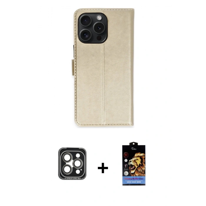 MARSİLYAN™- iPhone 15 Pro Max Kılıf Siluet Işık Serisi - Siyah Buffer Hayalet Cam Ekran Koruyucu + PVD Metal Kamera Lens - GI