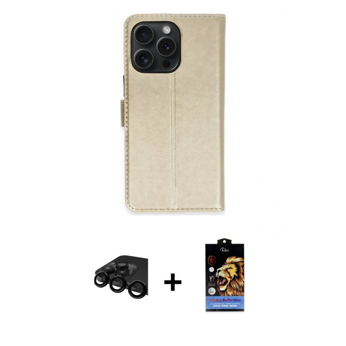 MARSİLYAN™- iPhone 15 Pro Max Kılıf Siluet Işık Serisi - Siyah Buffer Hayalet Cam Ekran Koruyucu + Raze Metal Kamera Lens - SH