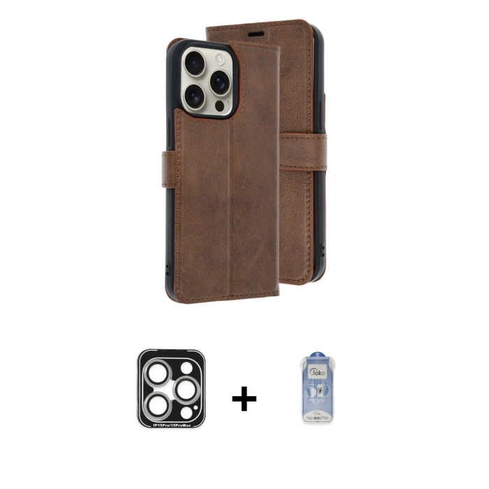 MARSİLYAN™- iPhone 15 Pro Max Kılıf Siluet Işık Serisi - Siyah Joko Magic 5D Cam + PVD Metal Kamera Lens - GS