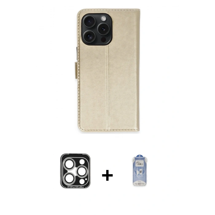 MARSİLYAN™- iPhone 15 Pro Max Kılıf Siluet Işık Serisi - Siyah Joko Magic 5D Cam + PVD Metal Kamera Lens - GS