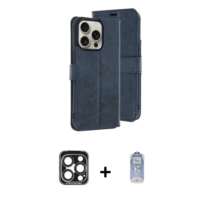 MARSİLYAN™- iPhone 15 Pro Max Kılıf Siluet Işık Serisi - Siyah Joko Magic 5D Cam + PVD Metal Kamera Lens - LT