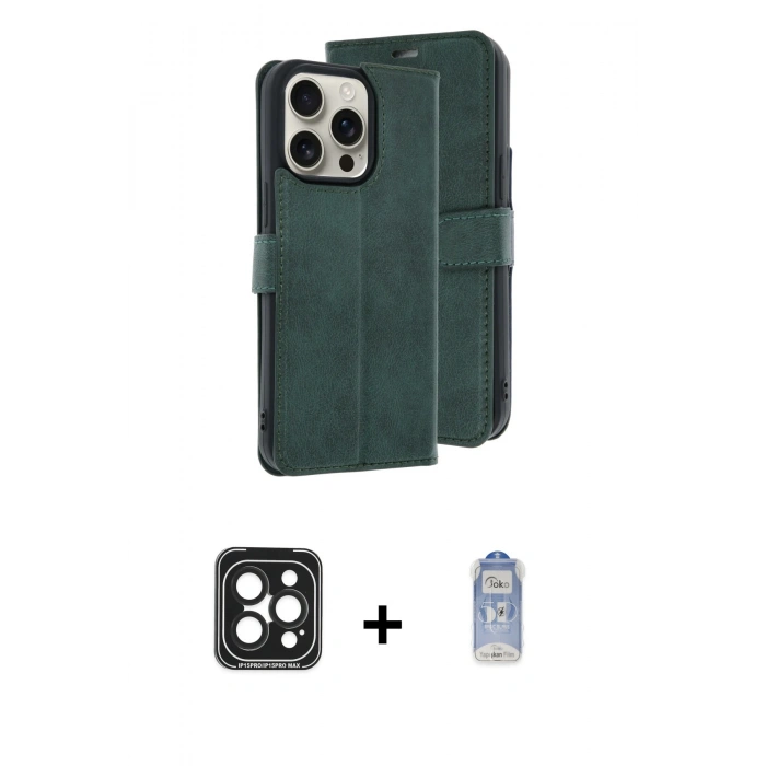 MARSİLYAN™- iPhone 15 Pro Max Kılıf Siluet Işık Serisi - Siyah Joko Magic 5D Cam + PVD Metal Kamera Lens - SH