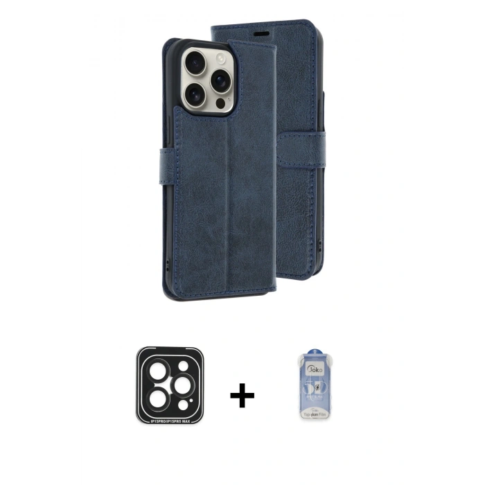 MARSİLYAN™- iPhone 15 Pro Max Kılıf Siluet Işık Serisi - Siyah Joko Magic 5D Cam + PVD Metal Kamera Lens - SH