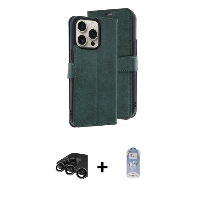 MARSİLYAN™- iPhone 15 Pro Max Kılıf Siluet Işık Serisi - Siyah Joko Magic 5D Cam + Titanyum Gri Raze Metal Kamera Lens