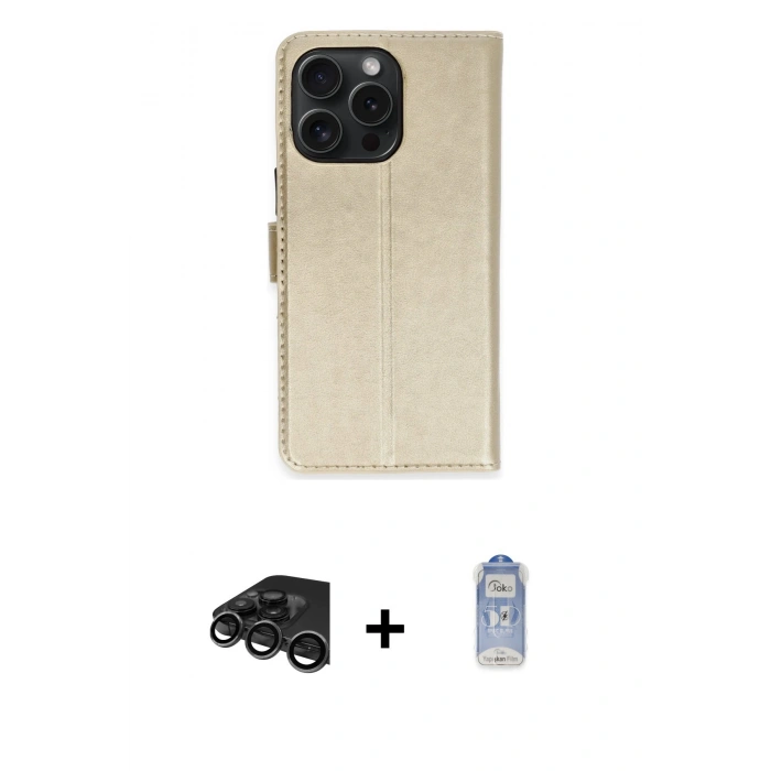 MARSİLYAN™- iPhone 15 Pro Max Kılıf Siluet Işık Serisi - Siyah Joko Magic 5D Cam + Titanyum Gri Raze Metal Kamera Lens