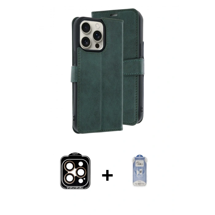 MARSİLYAN™- iPhone 15 Pro Max Kılıf Siluet Işık Serisi - Siyah Joko Magic 5D Cam + PVD Metal Kamera Lens - TU