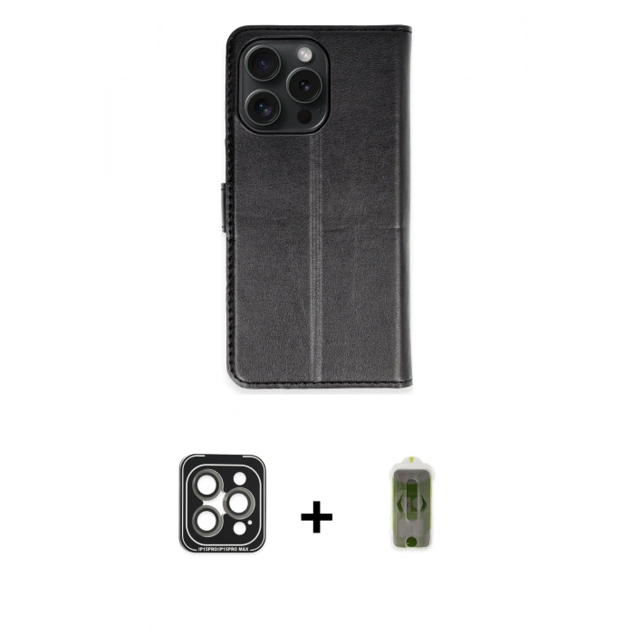 MARSİLYAN™- iPhone 15 Pro Max Kılıf Siluet Işık Serisi - Siyah Joko Magic 5D Hayalet Cam + PVD Metal Kamera Lens - GI