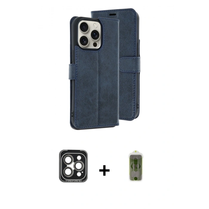 MARSİLYAN™- iPhone 15 Pro Max Kılıf Siluet Işık Serisi - Siyah Joko Magic 5D Hayalet Cam + PVD Metal Kamera Lens - GI