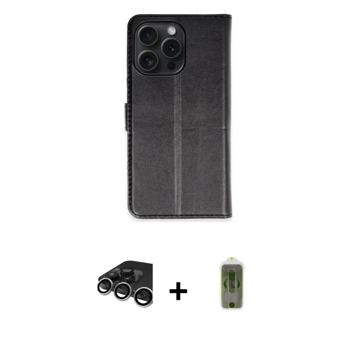 MARSİLYAN™- iPhone 15 Pro Max Kılıf Siluet Işık Serisi - Siyah Joko Magic 5D Hayalet Cam + Raze Metal Kamera Lens - GS