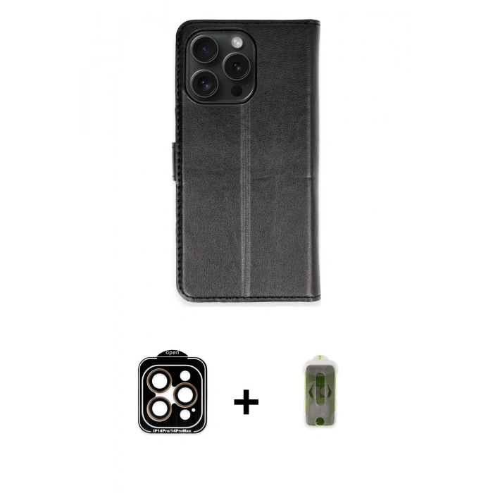 MARSİLYAN™- iPhone 15 Pro Max Kılıf Siluet Işık Serisi - Siyah Joko Magic 5D Hayalet Cam + PVD Metal Kamera Lens - TU