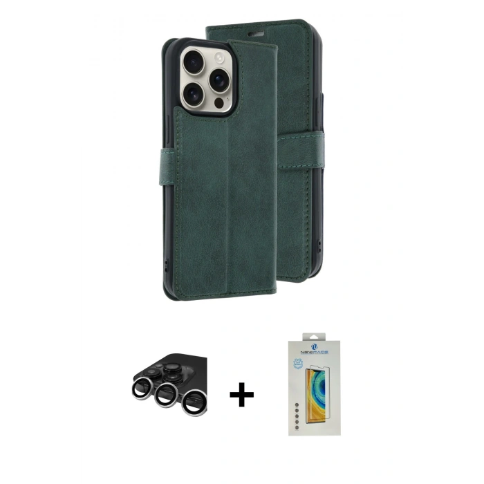 MARSİLYAN™- iPhone 15 Pro Max Kılıf Siluet Işık Serisi - Siyah Polymer Nano Ekran Koruyucu + Gümüş Raze Metal Kamera Lens