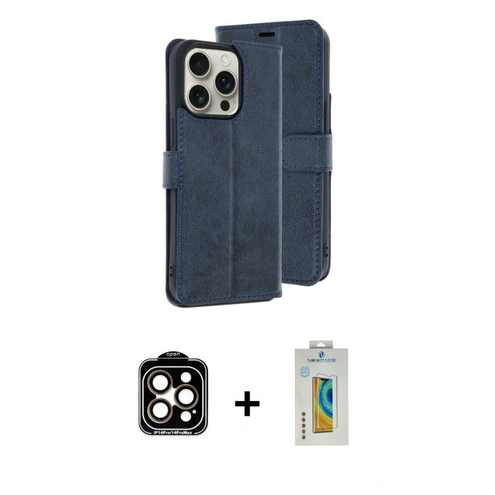 MARSİLYAN™- iPhone 15 Pro Max Kılıf Siluet Işık Serisi - Siyah Polymer Nano Ekran Koruyucu + PVD Metal Kamera Lens - TU