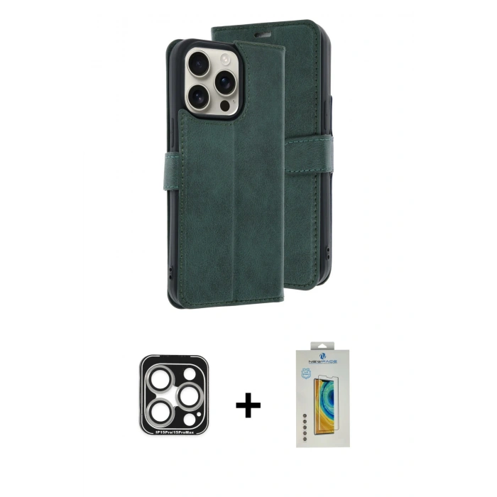 MARSİLYAN™- iPhone 15 Pro Max Kılıf Siluet Işık Serisi - Siyah Polymer Nano Ekran Koruyucu + PVD Metal Kamera Lens - GS