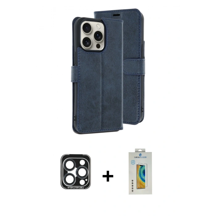 MARSİLYAN™- iPhone 15 Pro Max Kılıf Siluet Işık Serisi - Siyah Polymer Nano Ekran Koruyucu + PVD Metal Kamera Lens - LT