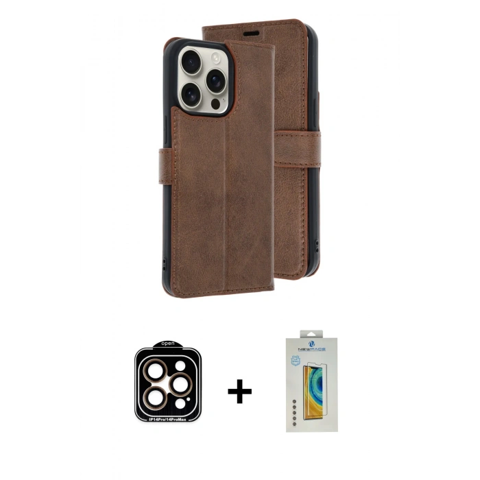 MARSİLYAN™- iPhone 15 Pro Max Kılıf Siluet Işık Serisi - Siyah Polymer Nano Ekran Koruyucu + PVD Metal Kamera Lens - TU