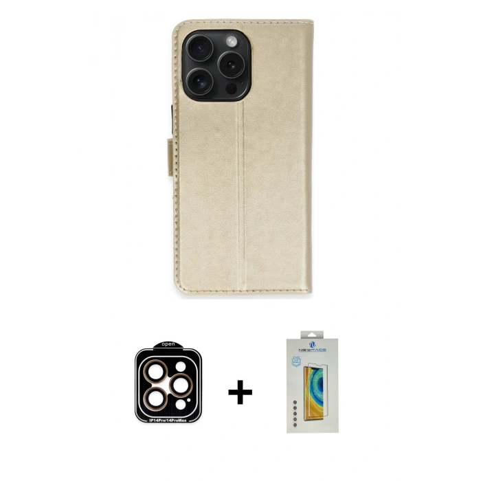 MARSİLYAN™- iPhone 15 Pro Max Kılıf Siluet Işık Serisi - Siyah Polymer Nano Ekran Koruyucu + PVD Metal Kamera Lens - TU
