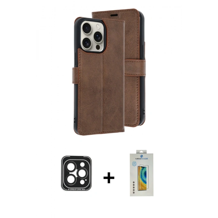 MARSİLYAN™- iPhone 15 Pro Max Kılıf Siluet Işık Serisi - Siyah Polymer Nano Ekran Koruyucu + Siyah PVD Metal Kamera Lens