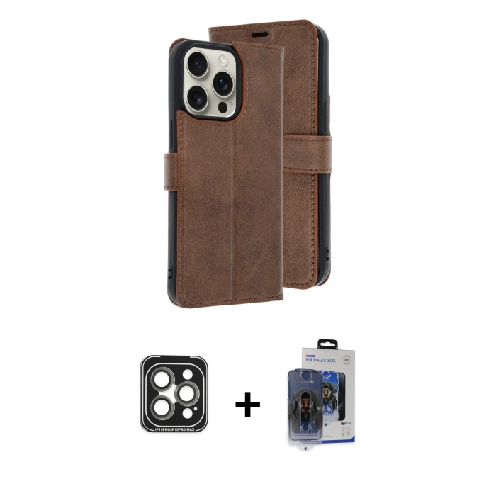 MARSİLYAN™- iPhone 15 Pro Max Kılıf Siluet Işık Serisi - Siyah Vanessa Magic Cam + PVD Metal Kamera Lens - GI