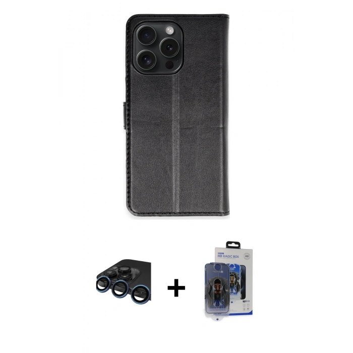 MARSİLYAN™- iPhone 15 Pro Max Kılıf Siluet Işık Serisi - Siyah Vanessa Magic Cam + Raze Metal Kamera Lens - LT