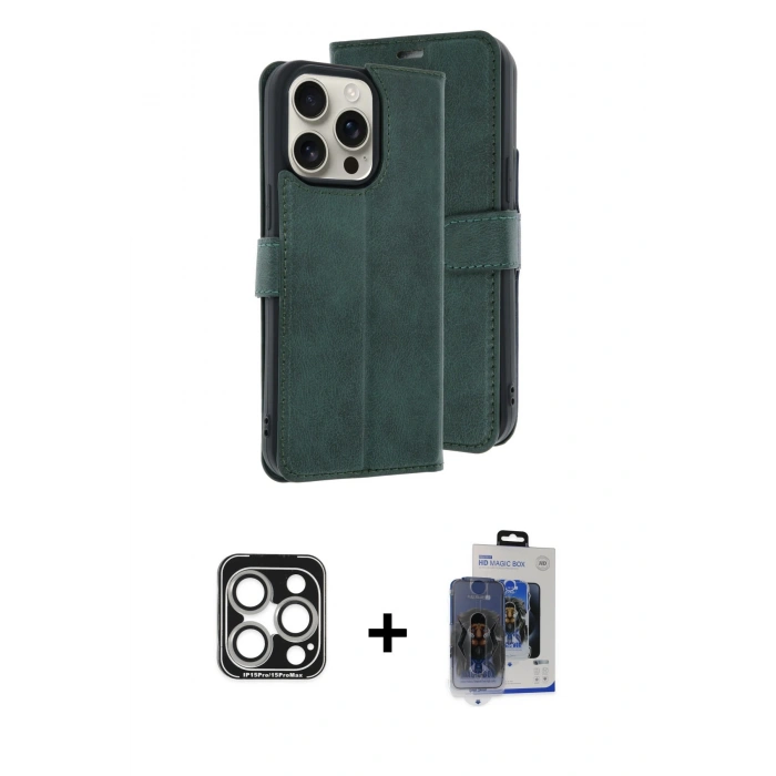 MARSİLYAN™- iPhone 15 Pro Max Kılıf Siluet Işık Serisi - Siyah Vanessa Magic Cam + PVD Metal Kamera Lens - GS