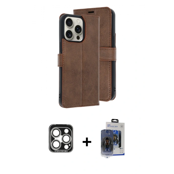MARSİLYAN™- iPhone 15 Pro Max Kılıf Siluet Işık Serisi - Siyah Vanessa Magic Cam + PVD Metal Kamera Lens - GS