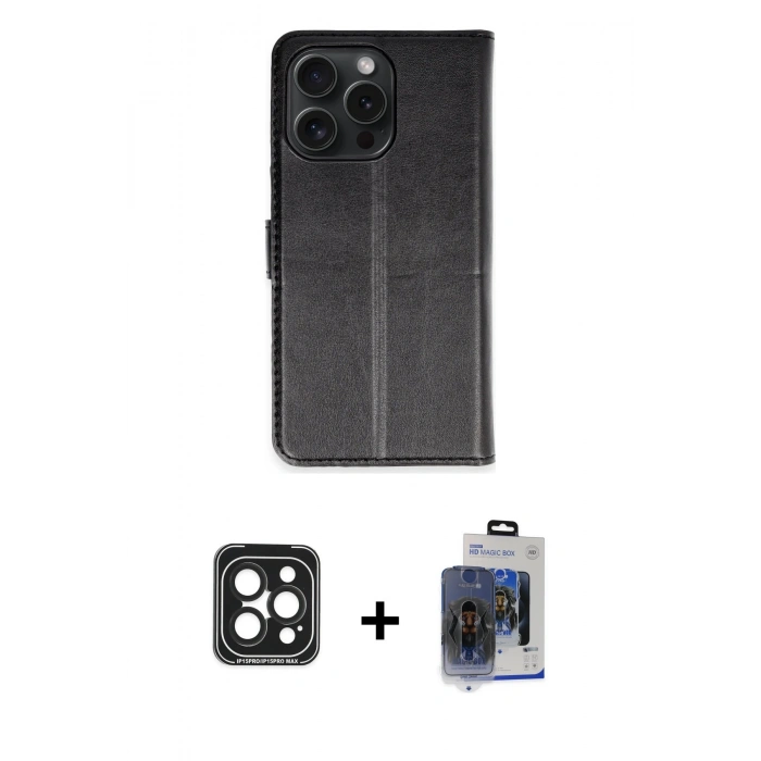 MARSİLYAN™- iPhone 15 Pro Max Kılıf Siluet Işık Serisi - Siyah Vanessa Magic Cam + PVD Metal Kamera Lens - SH