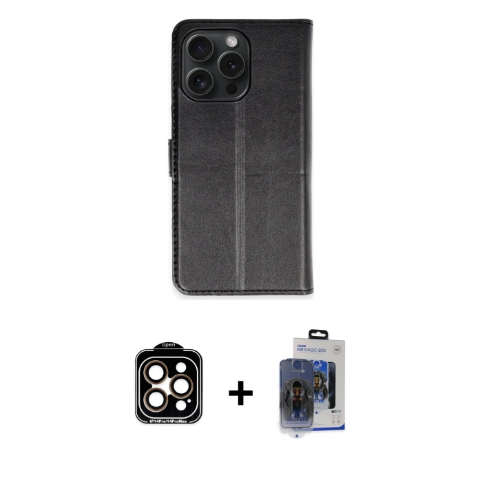 MARSİLYAN™- iPhone 15 Pro Max Kılıf Siluet Işık Serisi - Siyah Vanessa Magic Cam + PVD Metal Kamera Lens - TU
