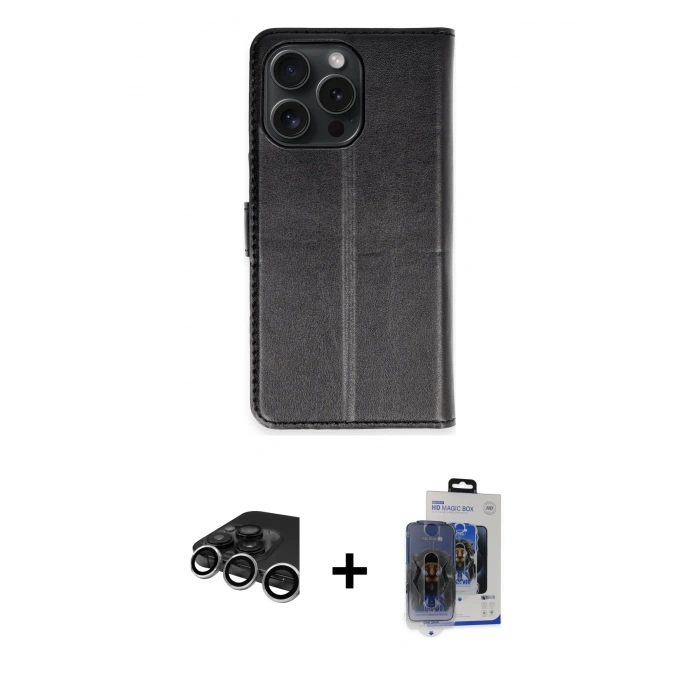 MARSİLYAN™- iPhone 15 Pro Max Kılıf Siluet Işık Serisi - Siyah Vanessa Magic Cam + Raze Metal Kamera Lens - GS