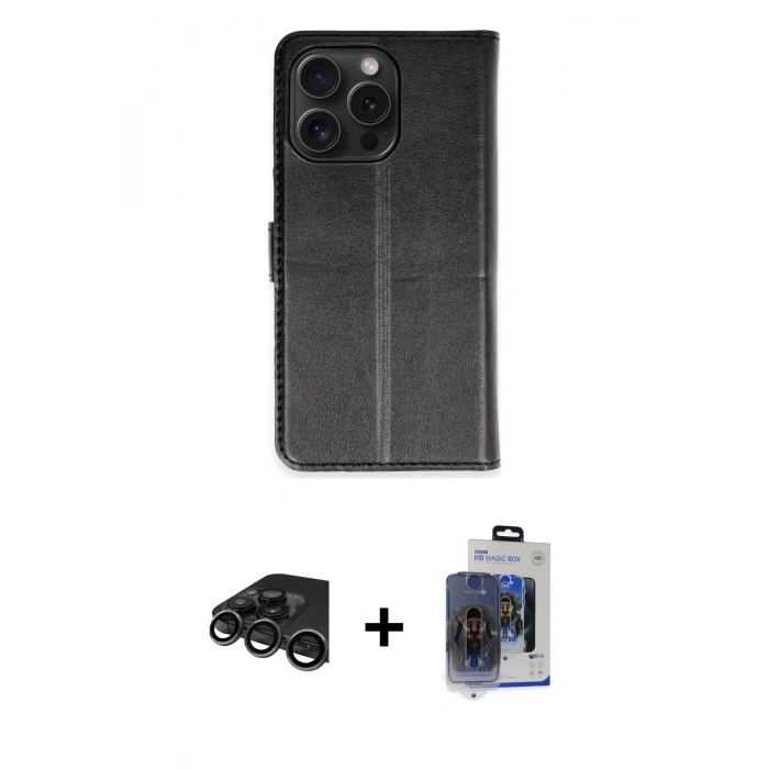 MARSİLYAN™- iPhone 15 Pro Max Kılıf Siluet Işık Serisi - Siyah Vanessa Magic Cam + Raze Metal Kamera Lens - TMGI