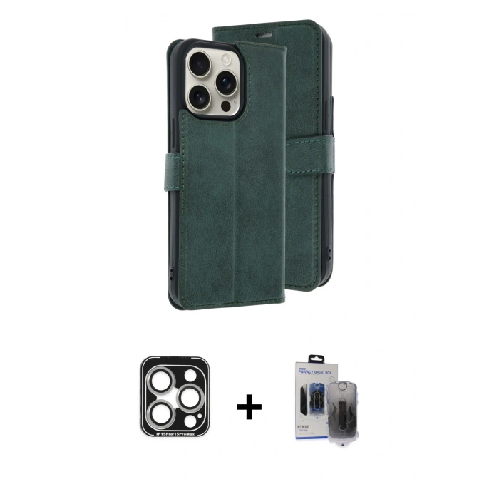 MARSİLYAN™- iPhone 15 Pro Max Kılıf Siluet Işık Serisi - Siyah Vanessa Magic Hayalet Cam + PVD Metal Kamera Lens - GS