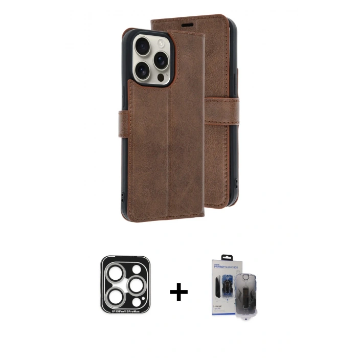 MARSİLYAN™- iPhone 15 Pro Max Kılıf Siluet Işık Serisi - Siyah Vanessa Magic Hayalet Cam + PVD Metal Kamera Lens - GS