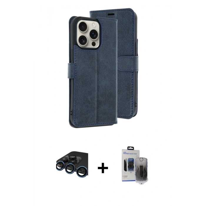 MARSİLYAN™- iPhone 15 Pro Max Kılıf Siluet Işık Serisi - Siyah Vanessa Magic Hayalet Cam + Raze Metal Kamera Lens - LT