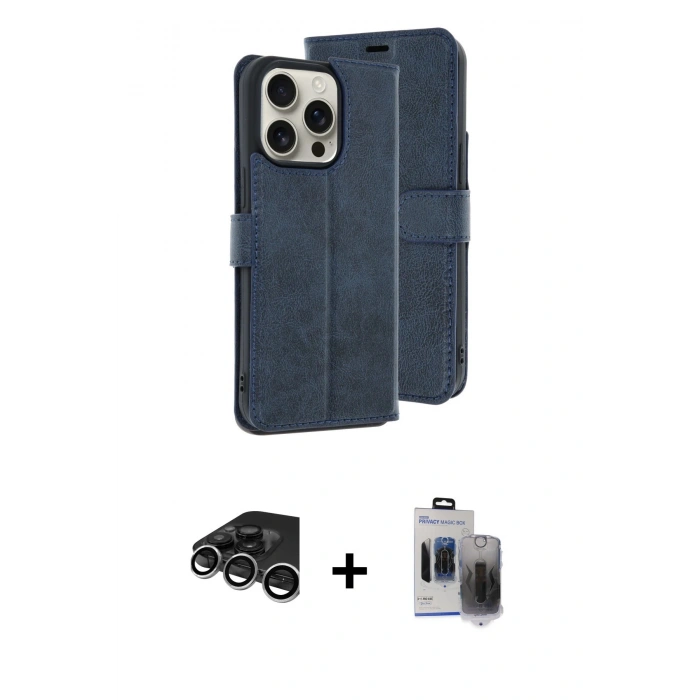 MARSİLYAN™- iPhone 15 Pro Max Kılıf Siluet Işık Serisi - Siyah Vanessa Magic Hayalet Cam + Raze Metal Kamera Lens - GS