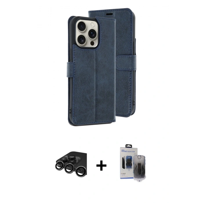 MARSİLYAN™- iPhone 15 Pro Max Kılıf Siluet Işık Serisi - Siyah Vanessa Magic Hayalet Cam + Raze Metal Kamera Lens - TMGI