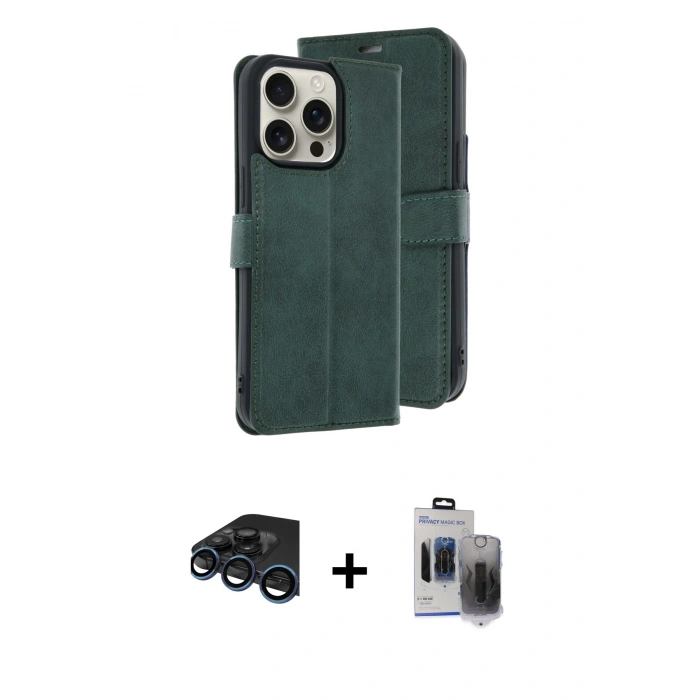 MARSİLYAN™- iPhone 15 Pro Max Kılıf Siluet Işık Serisi - Siyah Vanessa Magic Hayalet Cam + Raze Metal Kamera Lens - LT