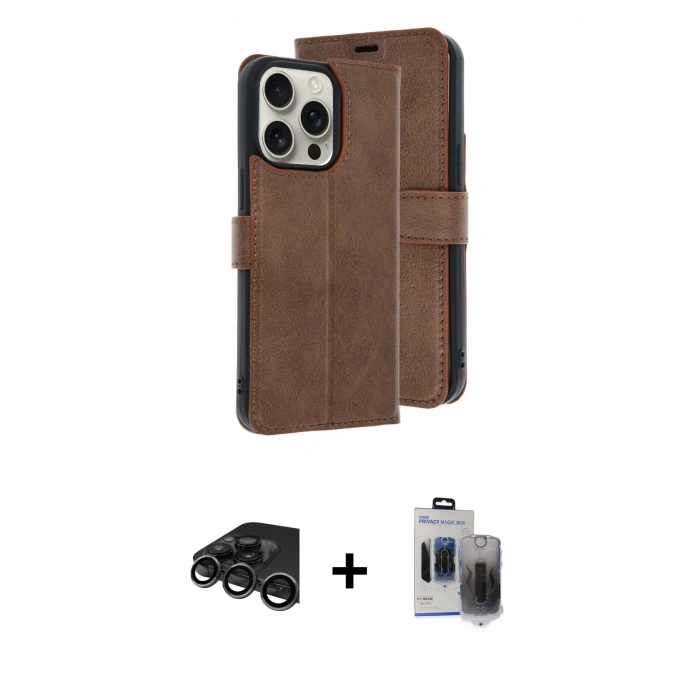 MARSİLYAN™- iPhone 15 Pro Max Kılıf Siluet Işık Serisi - Siyah Vanessa Magic Hayalet Cam + Raze Metal Kamera Lens - TMGI