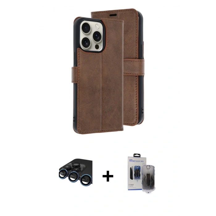 MARSİLYAN™- iPhone 15 Pro Max Kılıf Siluet Işık Serisi - Siyah Vanessa Magic Hayalet Cam + Raze Metal Kamera Lens - LT