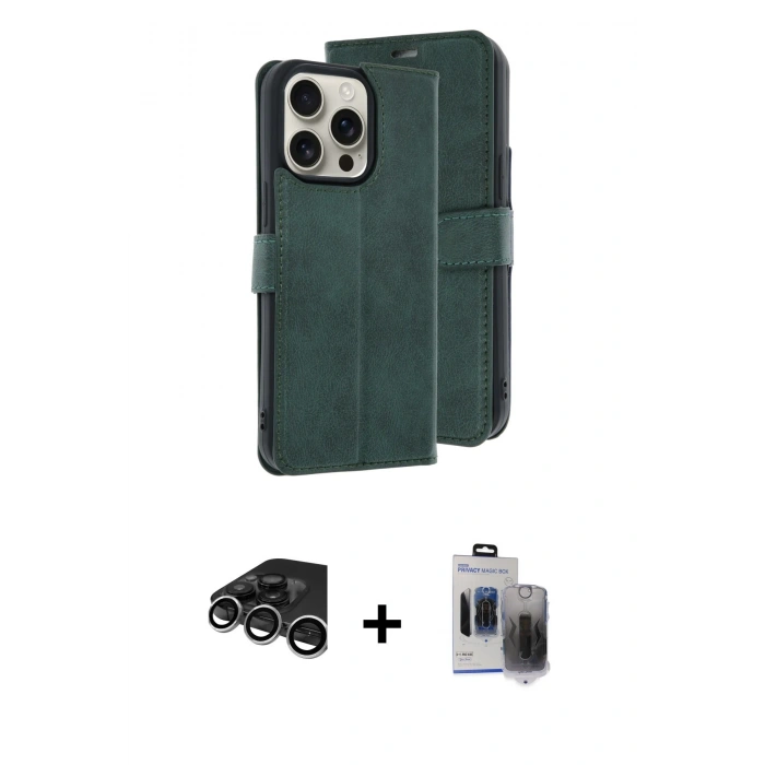 MARSİLYAN™- iPhone 15 Pro Max Kılıf Siluet Işık Serisi - Siyah Vanessa Magic Hayalet Cam + Raze Metal Kamera Lens - GS