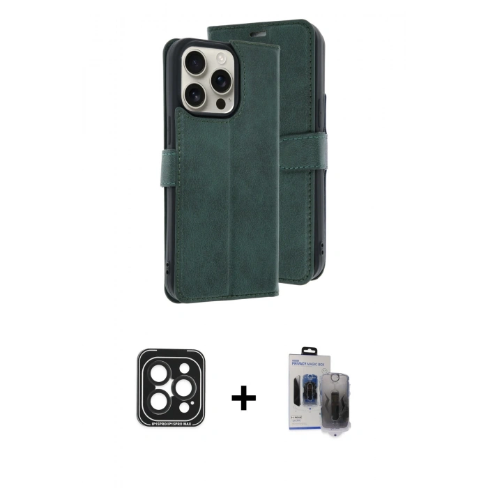 MARSİLYAN™- iPhone 15 Pro Max Kılıf Siluet Işık Serisi - Siyah Vanessa Magic Hayalet Cam + Siyah PVD Metal Kamera Lens